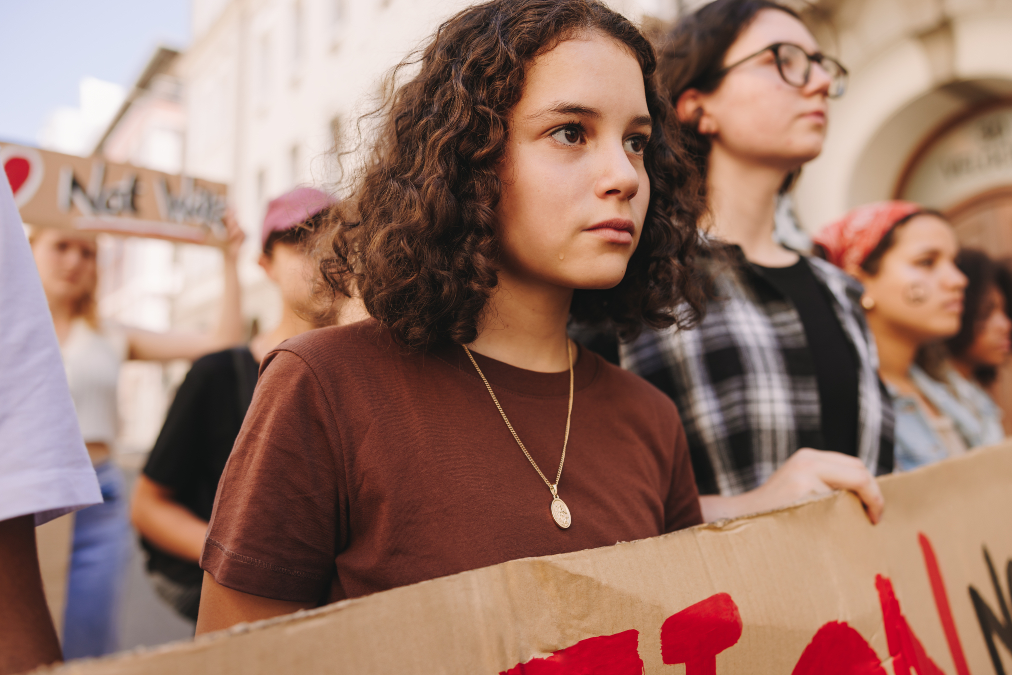 A group of young anti-war protesters