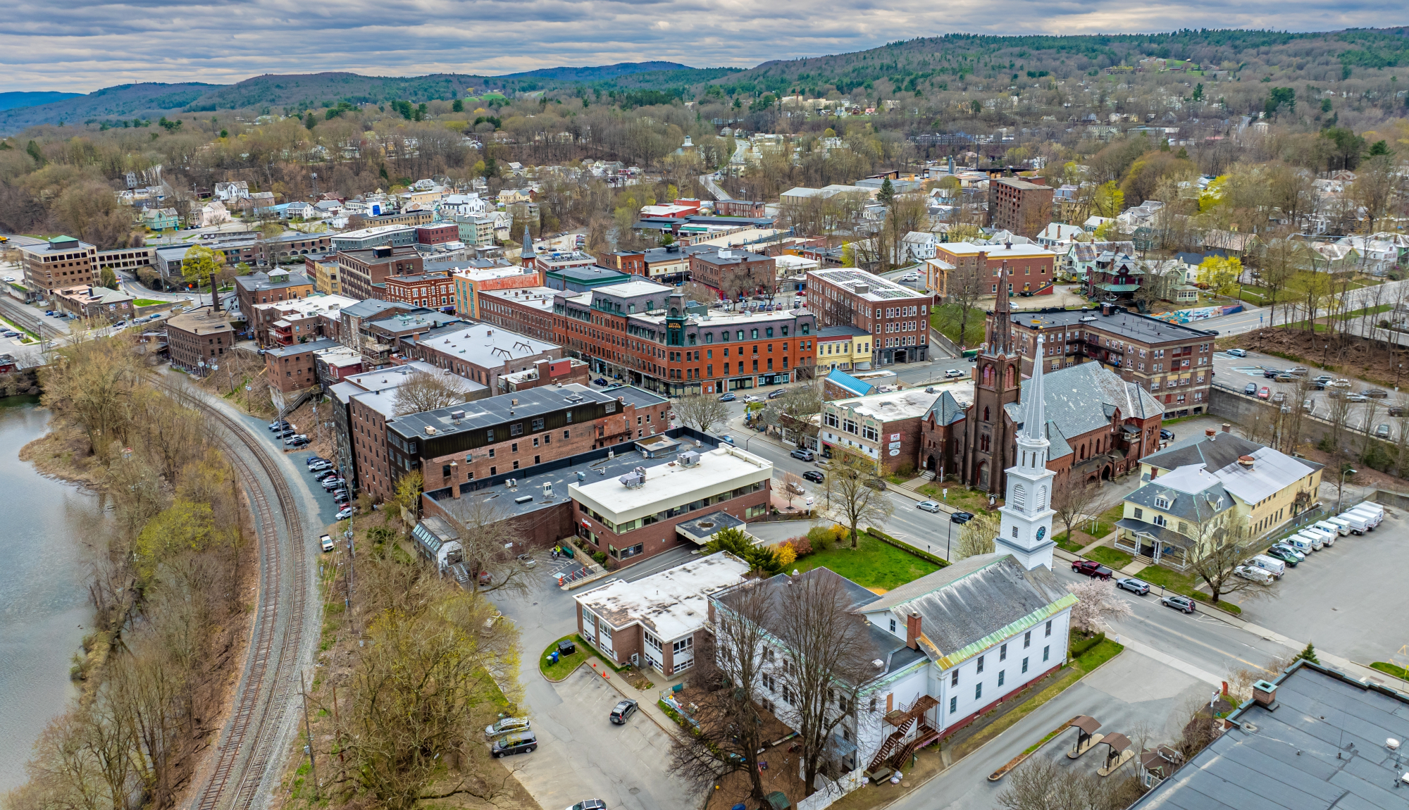 Aerial photo of Brattleboro, Vermont